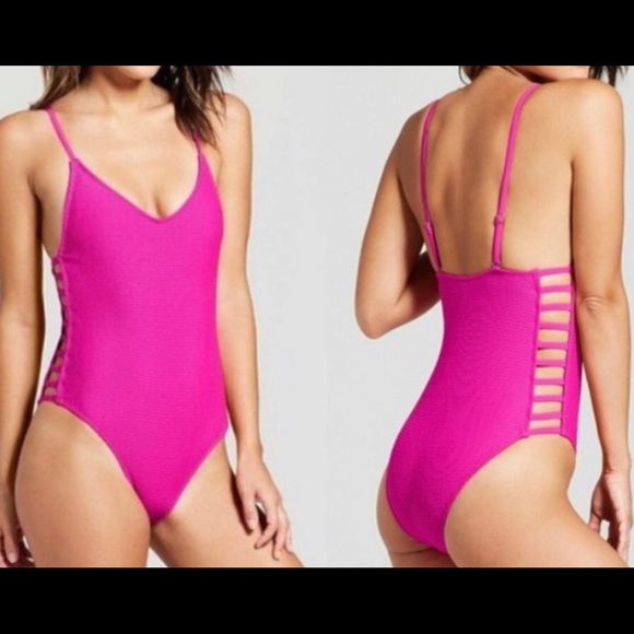 Hot Pink Cut Swimsuit - Picture 3 of 9